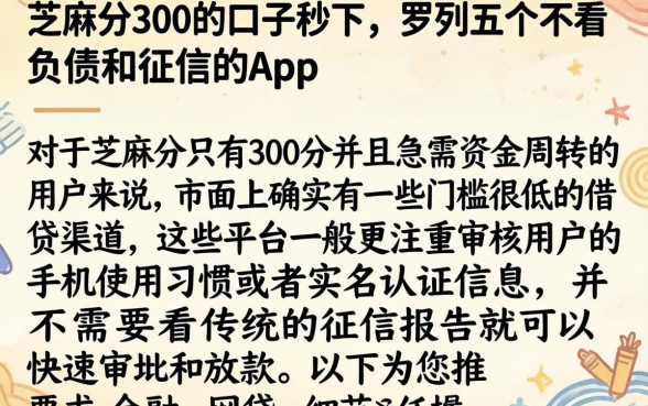 芝麻分300的口子秒下，罗列五个不看负债和征信的app