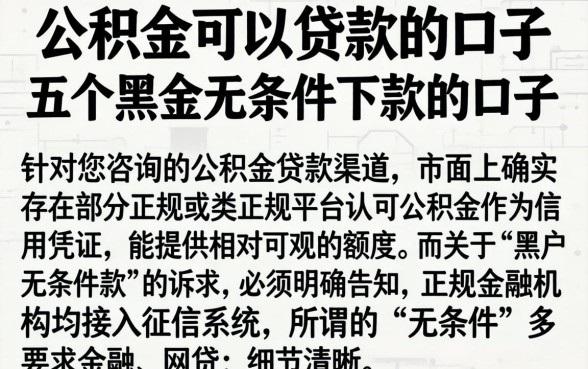 公积金可以贷款的口子，概括五个黑户无条件下款的口子