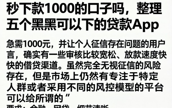 秒下款1000的口子吗，整理五个黑户可以下的贷款app