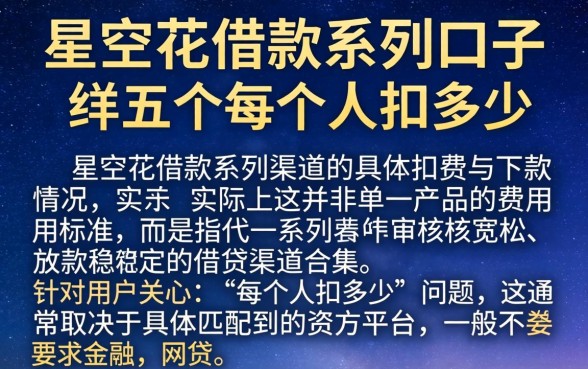 星空花借款系列口子，详尽说明五个每个人扣多少？