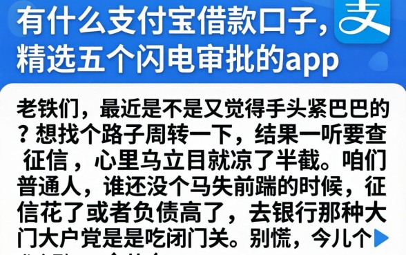 有什么支付宝借款口子，精选五个闪电审批的app