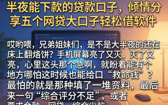 半夜能下款的贷款口子，倾情分享五个网贷大口子轻松借软件
