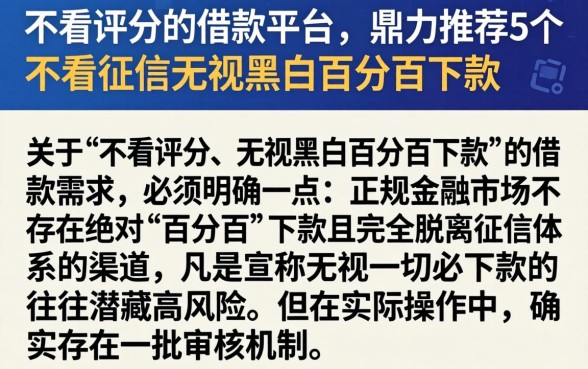 不看评分的借款平台，鼎力推荐5个不看征信无视黑白百分百下款
