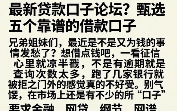 最新贷款口子论坛，甄选五个靠谱的借款口子