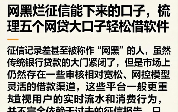 网黑烂征信能下来的口子，梳理五个网贷大口子轻松借软件