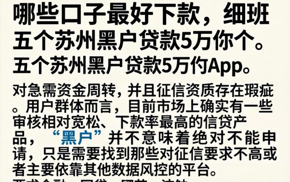 哪些口子最好下款，细致阐述五个苏州黑户贷款5万的app
