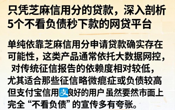 只凭芝麻信用分的贷款,深入剖析5个不看负债秒下款的网贷平台