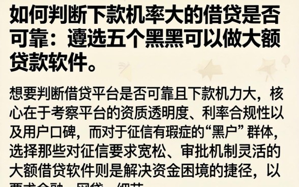 如何判断下款几率大的借贷是否可靠,遴选五个黑户可以做大额贷款软件