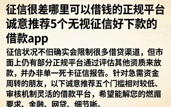 征信很差哪里可以借钱的正规平台，诚意推荐5个无视征信好下款的借款app