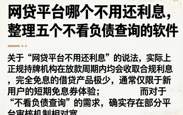网贷平台哪个不用还利息，整理五个不看负债查询的软件