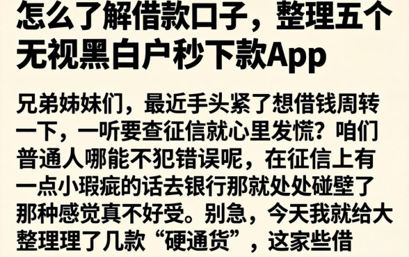 怎么了解借款口子，整理五个无视黑白户秒下款app