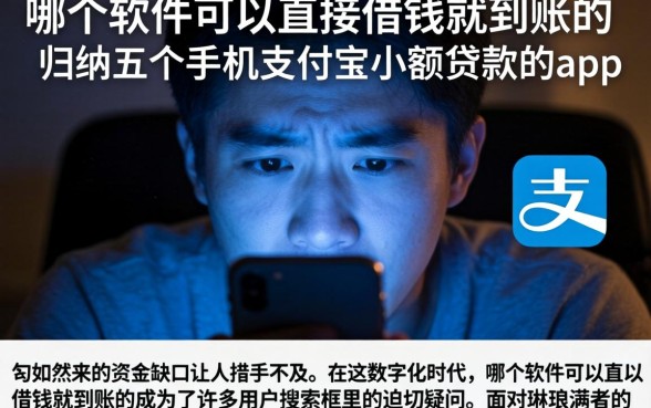 哪个软件可以直接借钱就到账的，归纳五个手机支付宝小额贷款的app