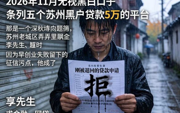 2026年11月无视黑白的口子，条列五个苏州黑户贷款5万的平台