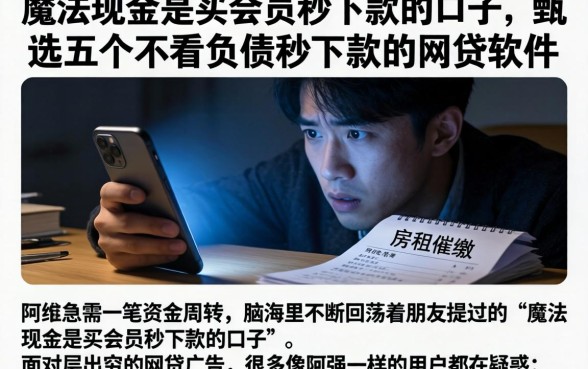 魔法现金是买会员秒下款的口子，甄选五个不看负债秒下款的网贷软件