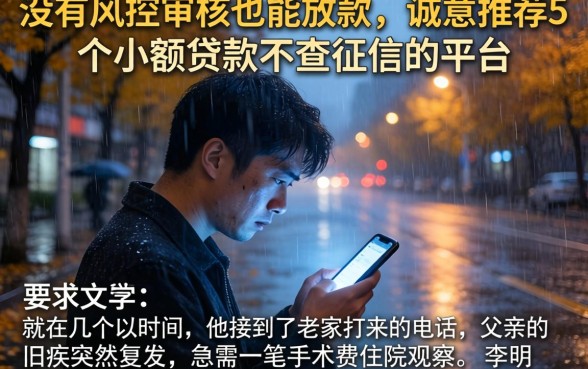 没有风控审核也能放款，诚意推荐5个小额贷款不查征信的平台