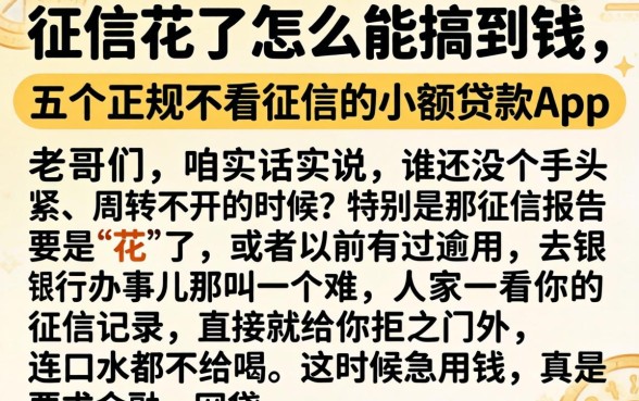 征信花了怎么能搞到钱，细致阐述五个正规不看征信的小额贷款app