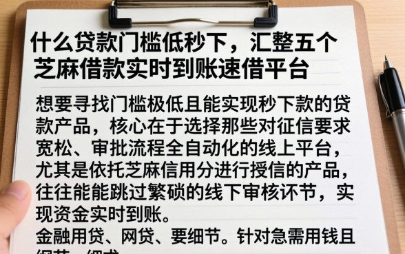 什么贷款门槛低秒下，汇整五个芝麻借款实时到账速借平台