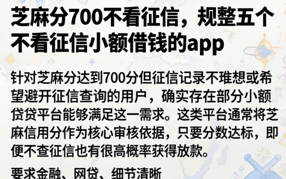 芝麻分700不看征信，规整五个不看征信小额借钱的app