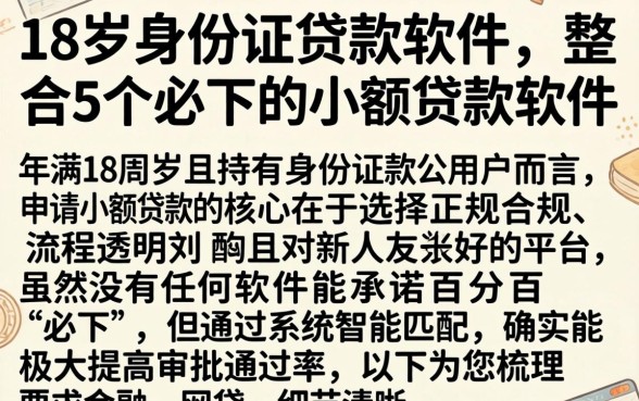 18岁身份证贷款软件，整合5个必下的小额贷款软件