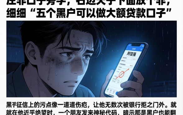 左边口子旁的字右边天子下面放个非，细致阐述五个黑户可以做大额贷款口子
