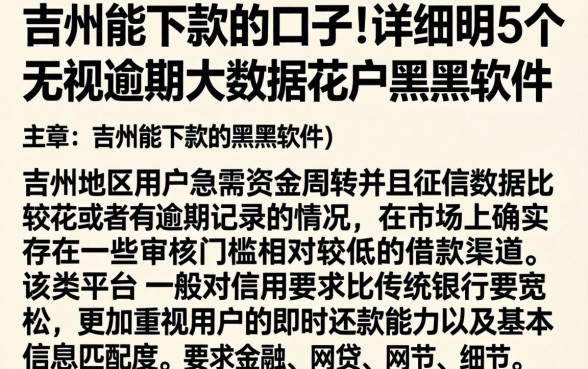 吉首能下款的口子，详尽说明5个无视逾期大数据花户黑户软件