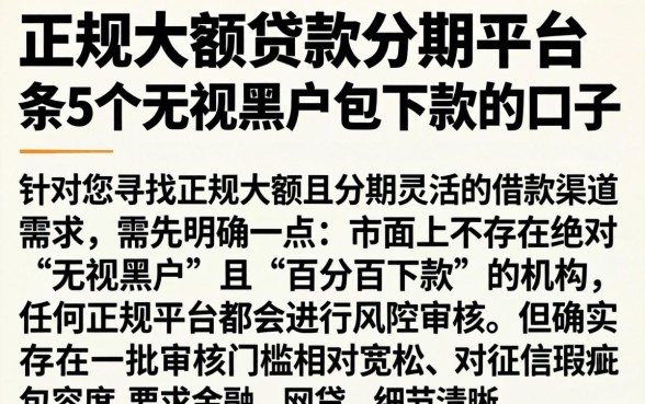 正规大额贷款分期平台，条列5个无视黑户包下款的口子