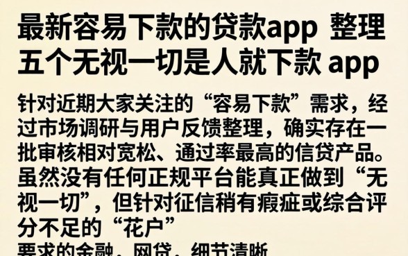 最新容易下款的贷款app，整理五个无视一切是人就下款app