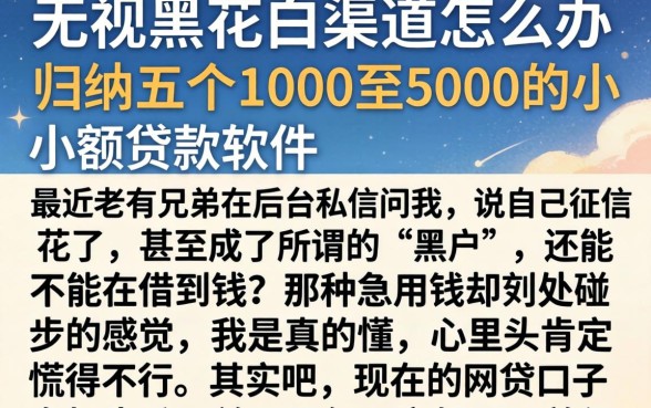 无视黑花白渠道怎么办，归纳五个1000至5000的小额贷款软件