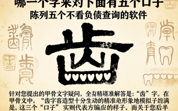 哪一个字的甲骨文下面有五个口子，陈列五个不看负债查询的软件