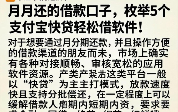 月月还的借款口子，枚举5个支付宝快贷轻松借软件
