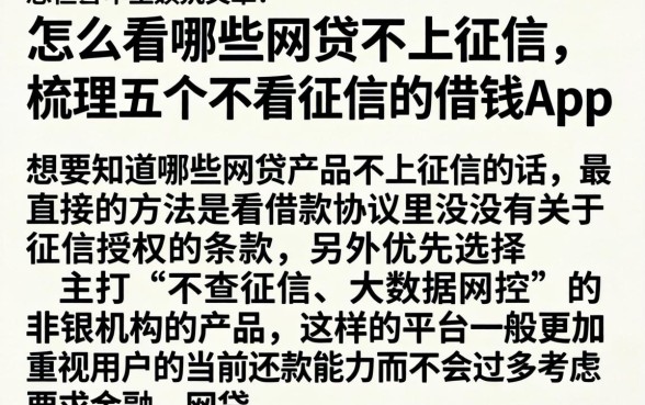 怎么看哪些网贷不上征信，梳理五个不看征信的借钱app