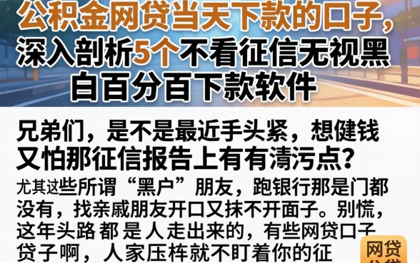 公积金网贷当天下款的口子，深入剖析5个不看征信无视黑白百分百下款软件