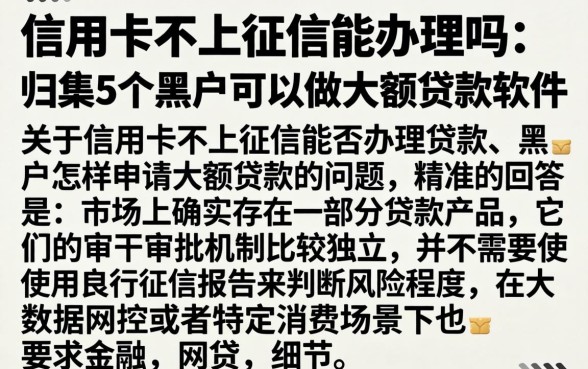 信用卡不上征信能办理吗，归集5个黑户可以做大额贷款软件
