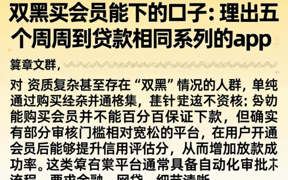 双黑买会员能下的口子，理出五个周周到贷款相同系列的app