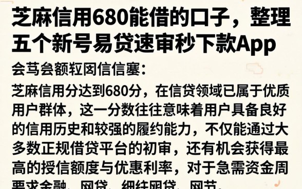 芝麻信用680能借的口子，整理五个新号易贷速审秒下款app