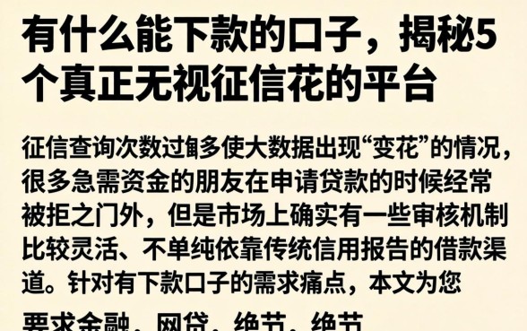 有什么能下款的口子，揭秘5个真正无视征信花的平台