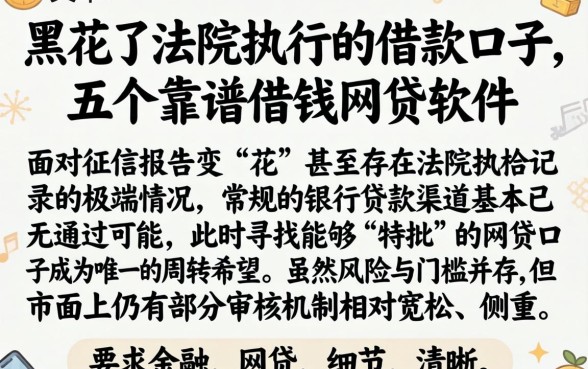 黑花了法院执行的借款口子，详细阐述五个靠谱借钱网贷软件