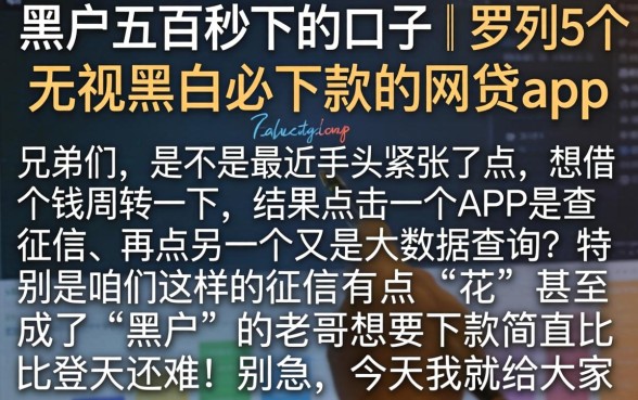 黑户五百秒下的口子，罗列5个无视黑白必下款的网贷app