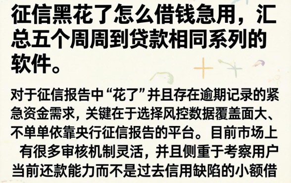 征信黑花了怎么借钱急用，汇总五个周周到贷款相同系列的软件