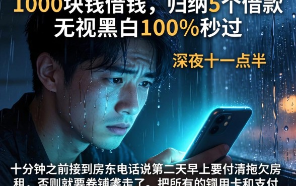 1000块钱借钱，归纳5个借款无视黑白100%秒过