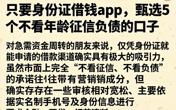 只要身份证借钱app，甄选5个不看年龄征信负债的口子