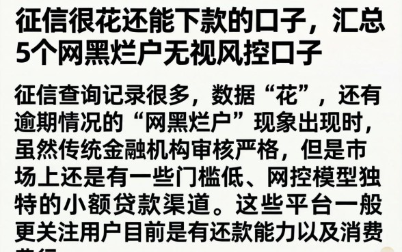 征信很花还能下款的口子，汇总5个网黑烂户无视风控口子