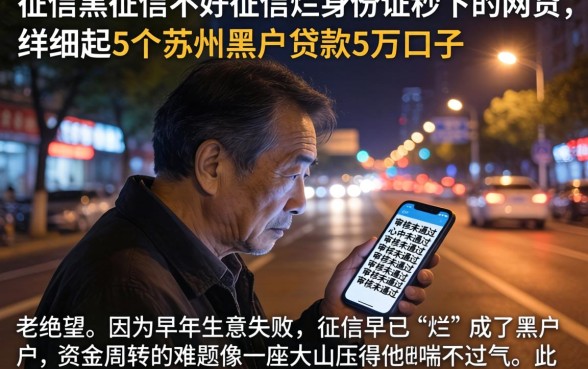 征信黑征信不好征信烂身份证秒下的网贷，详尽说明5个苏州黑户贷款5万的口子
