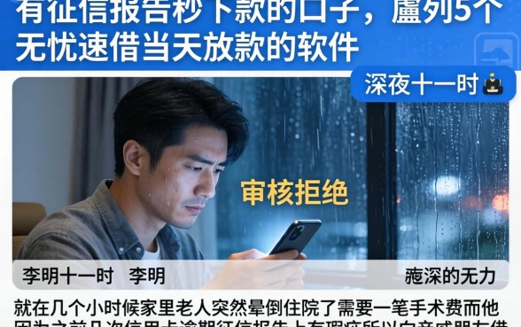 有征信报告秒下款的口子，胪列5个无忧速借当天放款的软件
