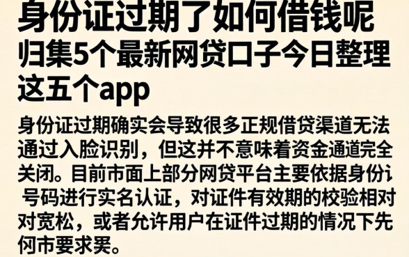 身份证过期了如何借钱呢，归集5个最新网贷口子今日整理这五个app