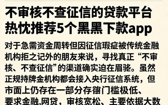 不审核不查征信的贷款平台，热忱推荐5个黑户下款app