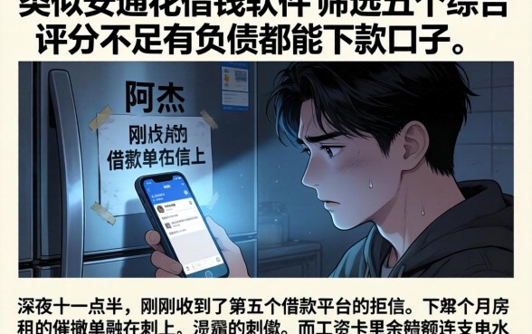 类似安逸花的借钱软件，筛选五个综合评分不足有负债都能下款口子