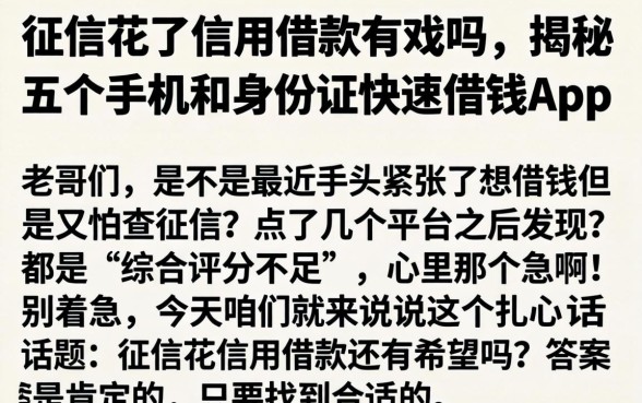 征信花了信用借款有戏吗，揭秘五个手机和身份证快速借钱app