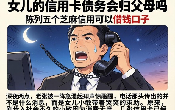 女儿的信用卡债务会归父母吗，陈列五个芝麻信用可以借钱的口子