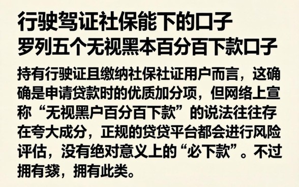 行驶证社保能下的口子，罗列五个无视黑户百分百下款口子